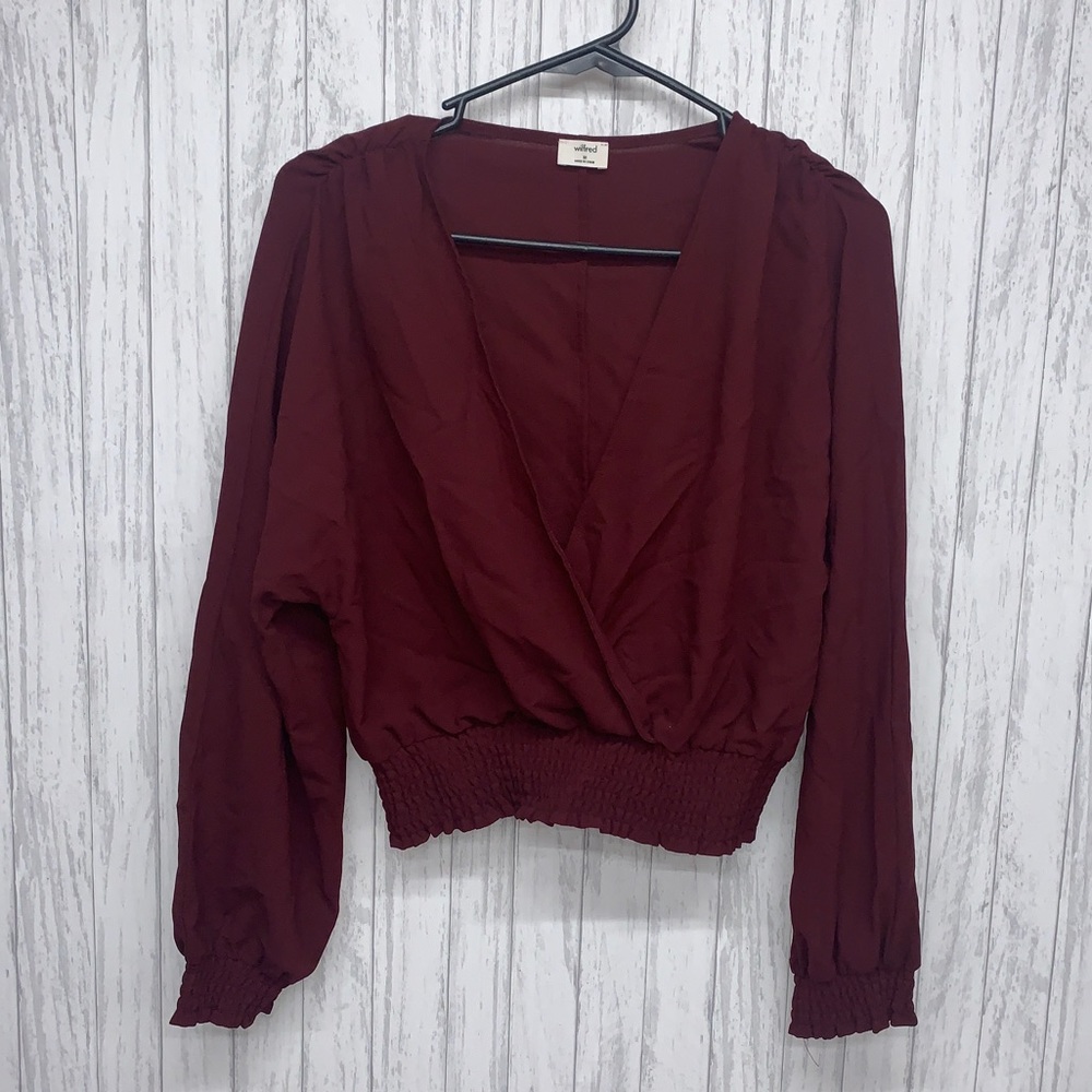 Womens Size M Aritzia Wilfred Long Sleeve Blouse EUC